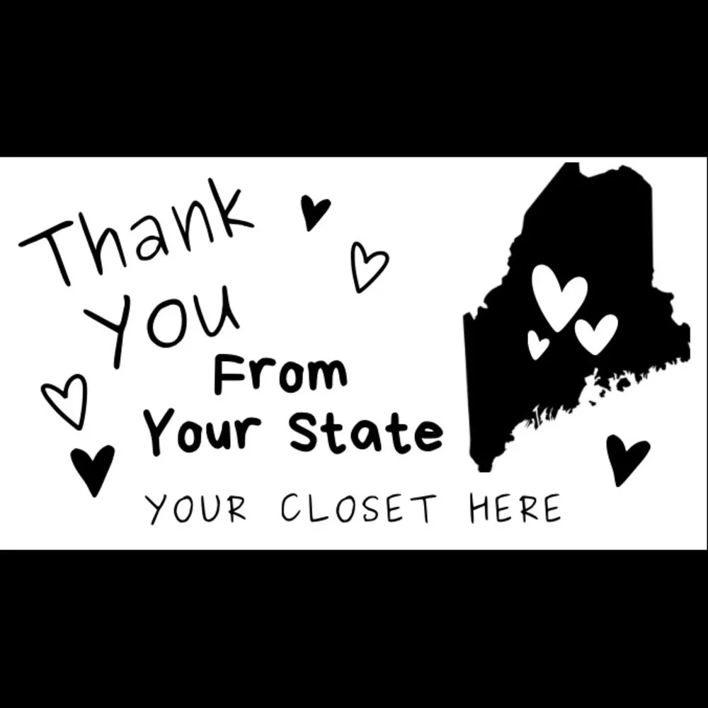 100 Personalized Thank You Thermal Stickers Your State Closet Name Green or Pink
